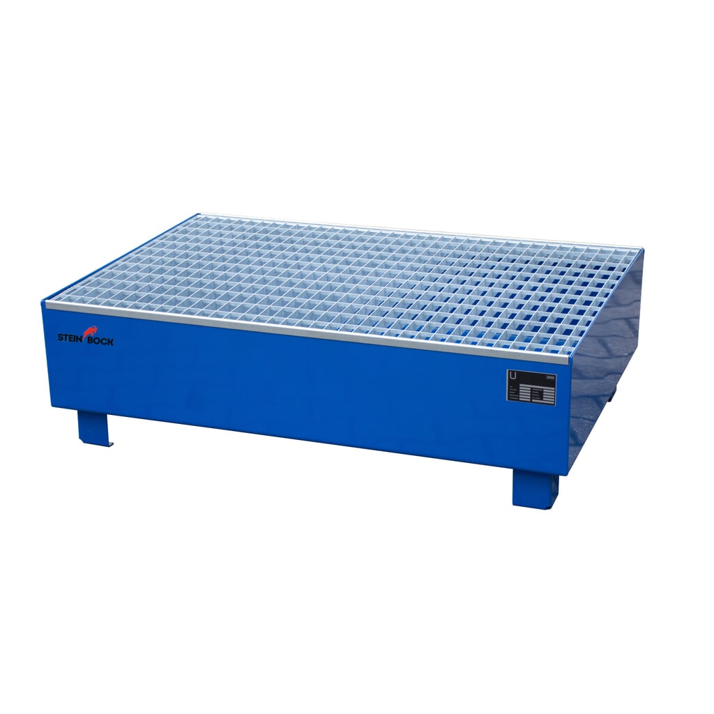 Steinbock® bac de rétention , 2 x 200 l, H x l x P 360 x 1 200 x 800 mm, grille incluse, bleu Illustration du produit: Steinbock® bac de rétention , 2 x 200 l, H x l x P 360 x 1 200 x 800 mm, grille incluse, bleu