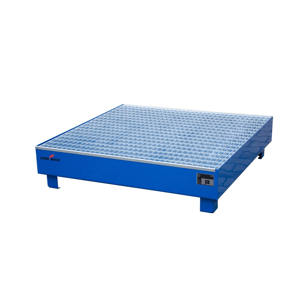 Numéro de l'image du produit 1: Bac collecteur Steinbock®, 4x 200 l, H x l x P 285 x 1 200 x 1 200 mm, avec caillebotis, bleu