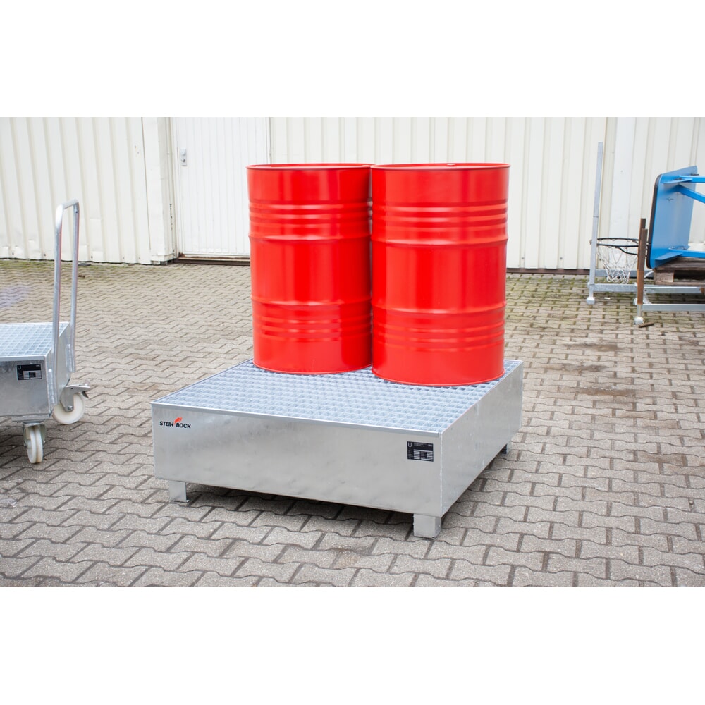 Numéro de l'image du produit 4: Bac collecteur Steinbock®, 4x 200 l, H x l x P 410 x 1 200 x 1 200 mm, avec caillebotis, galvanisé à chaud