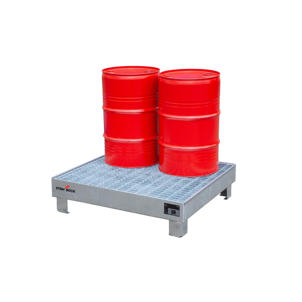 Numéro de l'image du produit 4: Bac de rétention Steinbock® pour 4 fûts de 60 litres, avec caillebotis, galvanisé à chaud