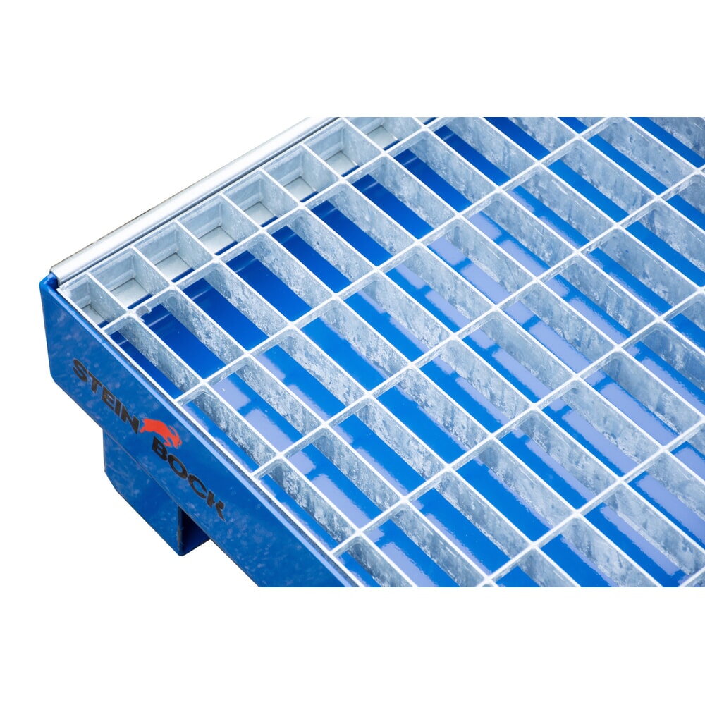 Numéro de l'image du produit 4: Bac de rétention Steinbock® pour 4 fûts de 60 litres, avec caillebotis, bleu