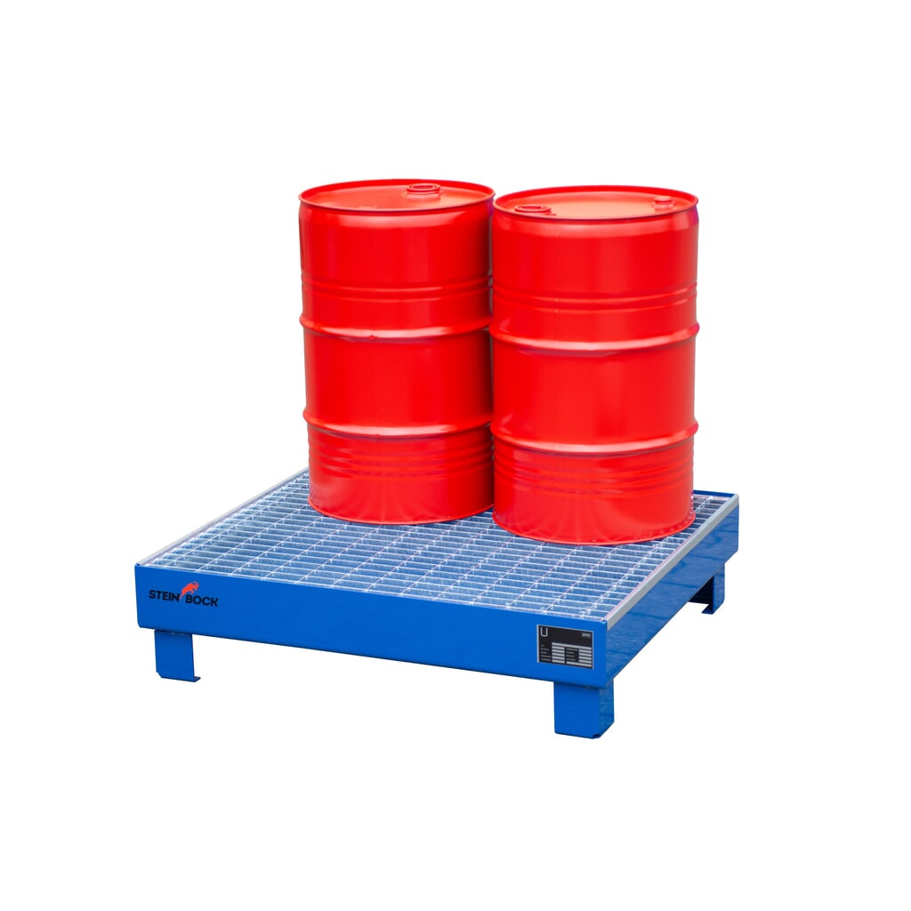 Steinbock® bac de rétention pour 4 x fûts de 60 litres, avec grille, bleu N° de l'image du produit 5 : Steinbock® bac de rétention pour 4 x fûts de 60 litres, avec grille, bleu