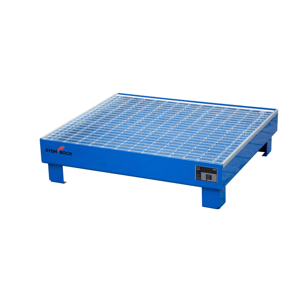 Steinbock® bac de rétention pour 4 x fûts de 60 litres, avec grille, bleu N° de l'image du produit 1 : Steinbock® bac de rétention pour 4 x fûts de 60 litres, avec grille, bleu