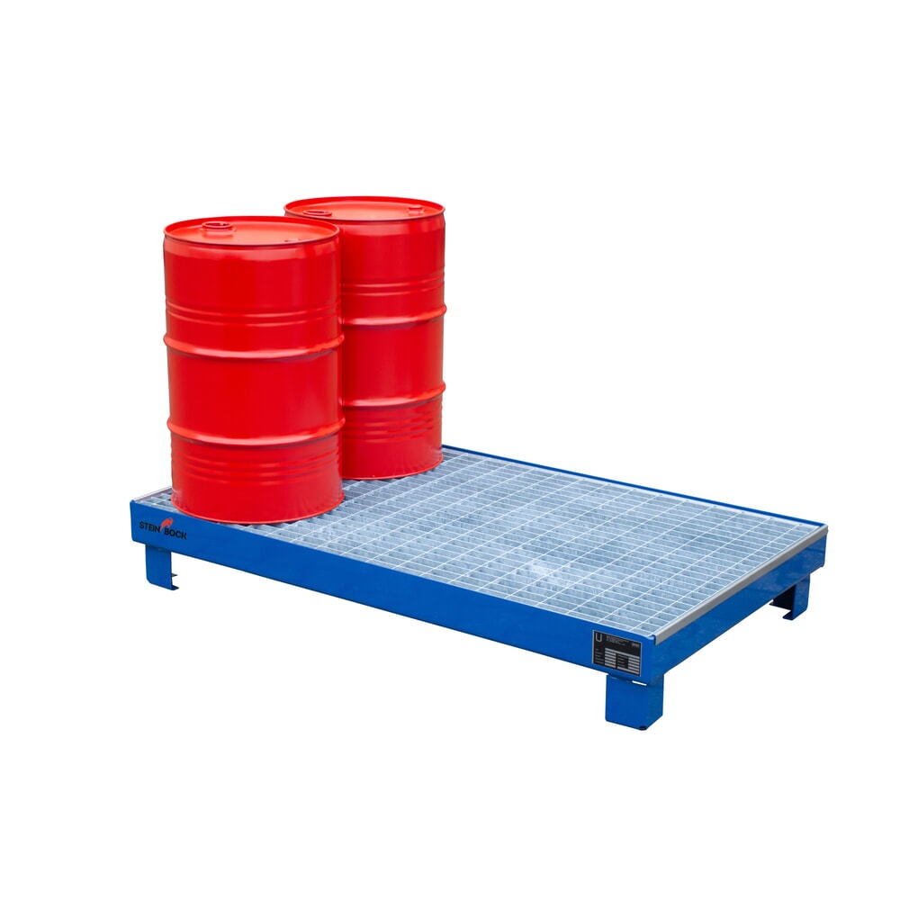 Numéro de l'image du produit 5: Bac de rétention Steinbock® pour 6 fûts de 60 litres, avec caillebotis, bleu
