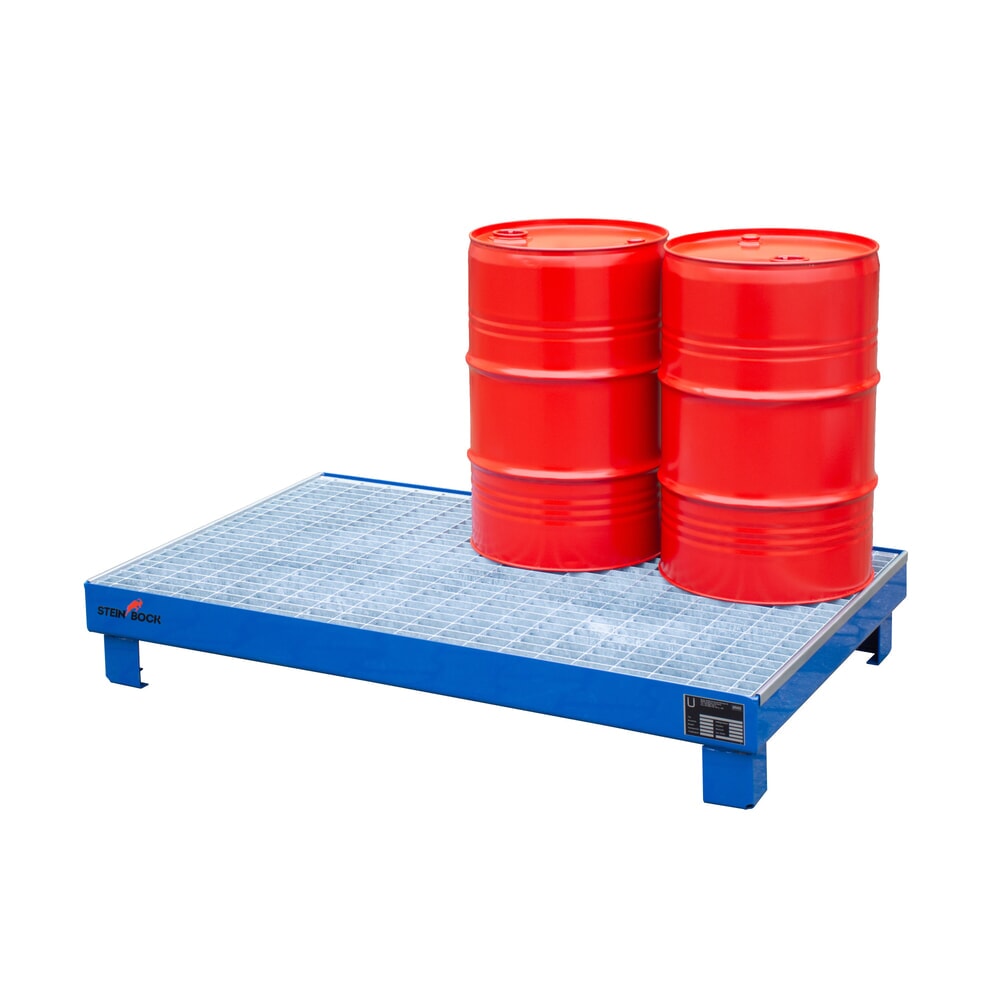 Numéro de l'image du produit 6: Bac de rétention Steinbock® pour 6 fûts de 60 litres, avec caillebotis, bleu