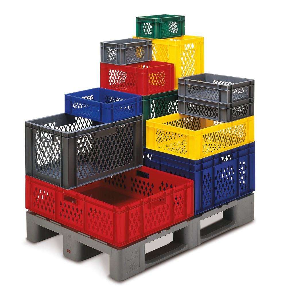 Illustration du produit: Bac Euro empilable, parois + fond perforés, 15 litres, rouge