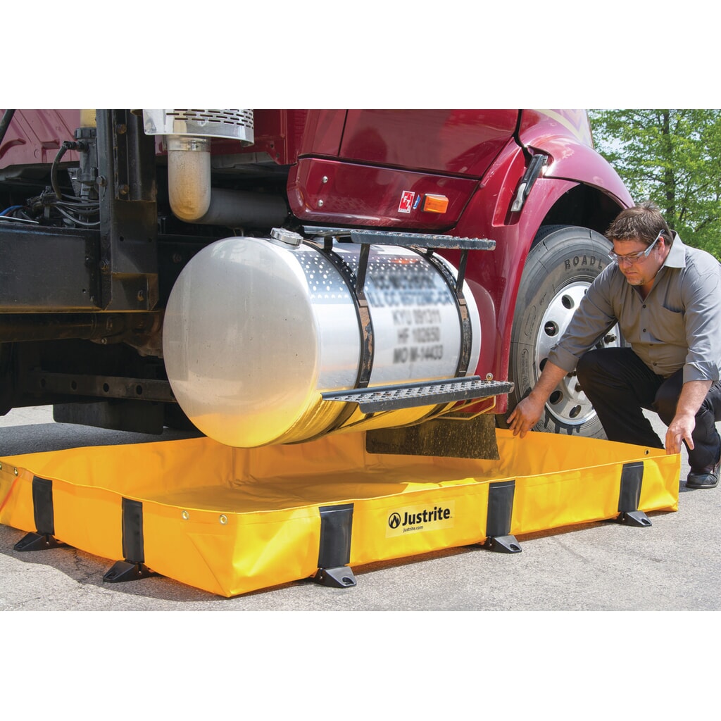 N° de l'image du produit 2 : Justrite® bac de rétention pliable en polyester QuickBerm® Lite, capacité 451 l
