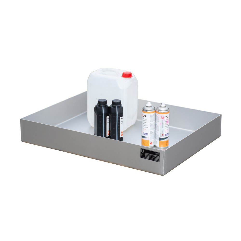 N° de l'image du produit 2 : Bac pour petits bidons pour palettes Bauer® KGW-P 2 V4A, acier inoxydable 1.4571