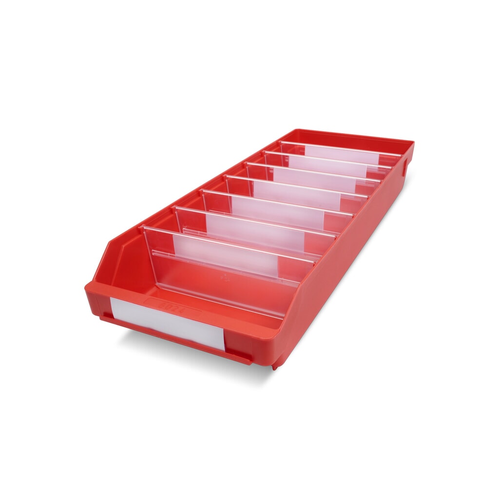 Bacs de rayonnage avec fenêtre de visualisation, l x P 240 x 600 mm, rouge Illustration du produit: Bacs de rayonnage avec fenêtre de visualisation, l x P 240 x 600 mm, rouge