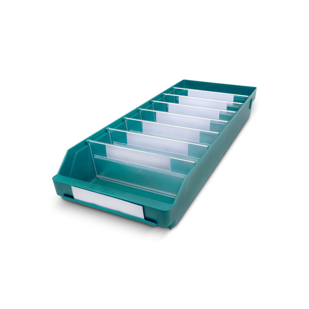 Bacs de rayonnage avec fenêtre de visualisation, l x P 240 x 600 mm, vert Illustration du produit: Bacs de rayonnage avec fenêtre de visualisation, l x P 240 x 600 mm, vert
