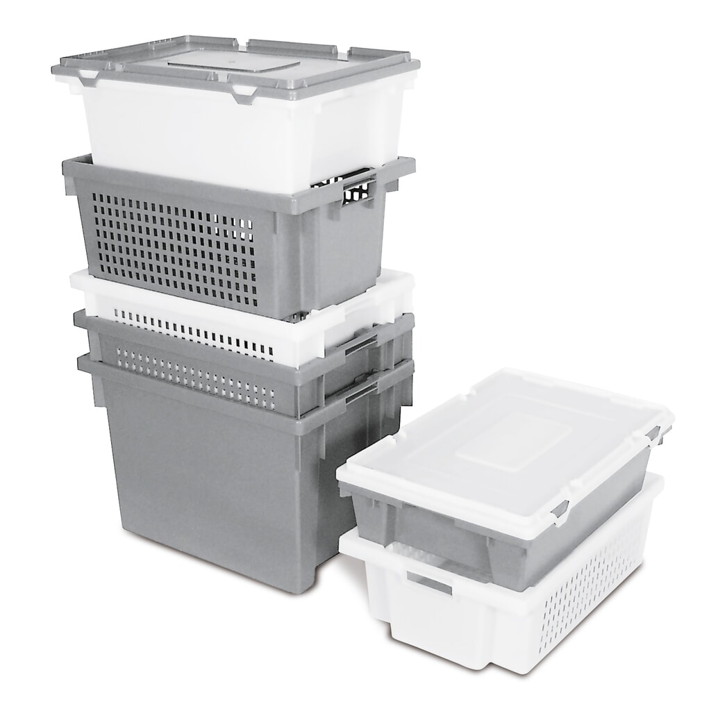 N° de l'image du produit 4 : Eurobox, parois et tablette perforées, 32 litres, blanc
