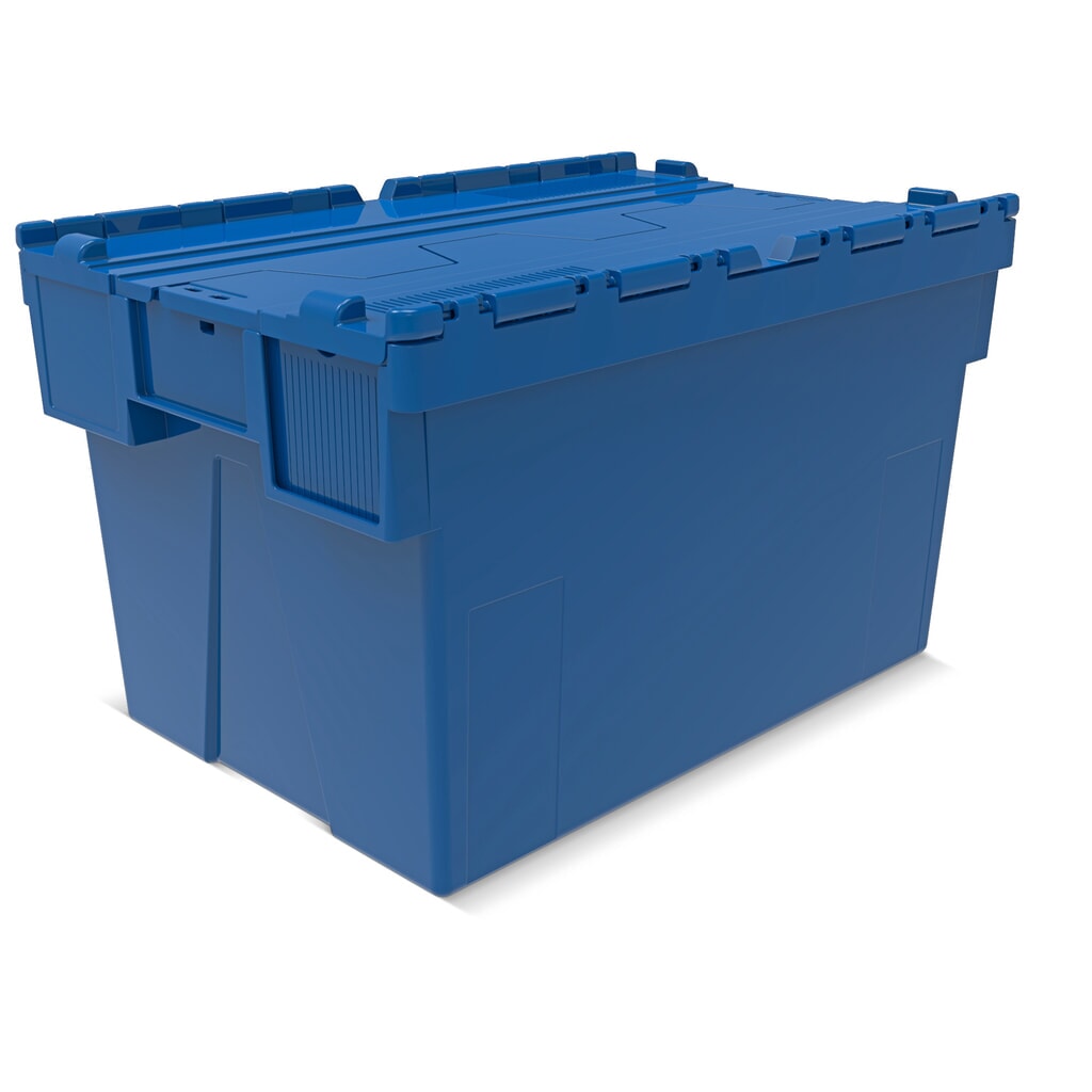 Illustration du produit: Alpha Eurobox en PP avec couvercle basculant et rabattable, bleu, 65 litres, haut. x larg. x prof. 365 x 600 x 400 mm