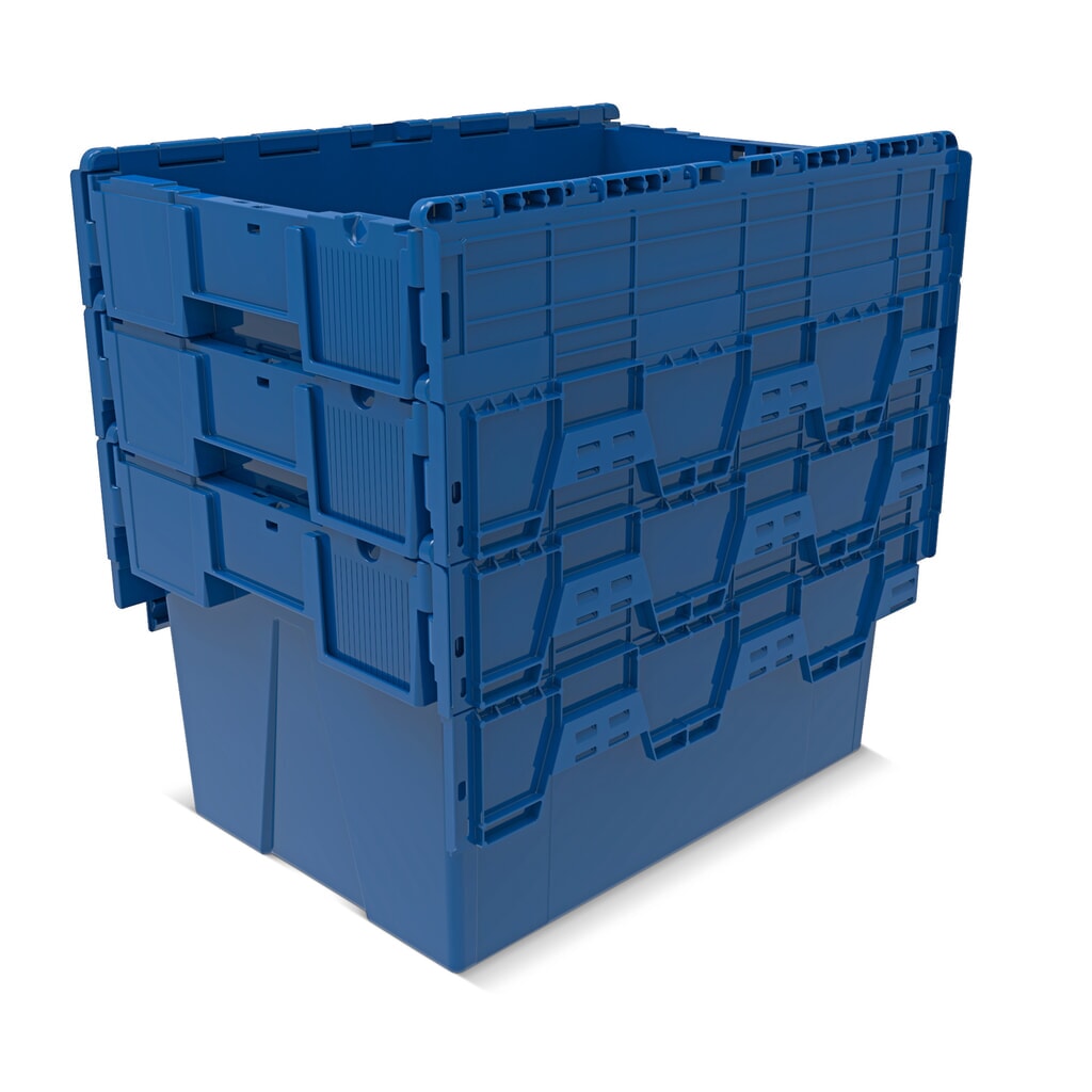 Alpha Eurobox en PP avec couvercle basculant et rabattable, bleu, 65 litres, haut. x larg. x prof. 365 x 600 x 400 mm N° de l'image du produit 7 : Alpha Eurobox en PP avec couvercle basculant et rabattable, bleu, 65 litres, haut. x larg. x prof. 365 x 600 x 400 mm