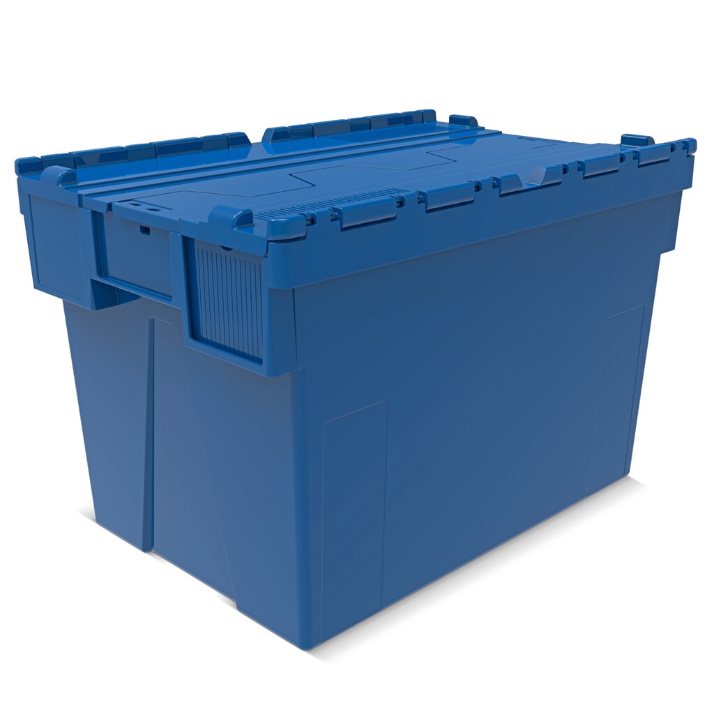 Alpha Eurobox en PP avec couvercle basculant et rabattable, bleu, 77 litres, haut. x larg. x prof. 400 x 600 x 400 mm Illustration du produit: Alpha Eurobox en PP avec couvercle basculant et rabattable, bleu, 77 litres, haut. x larg. x prof. 400 x 600 x 400 mm