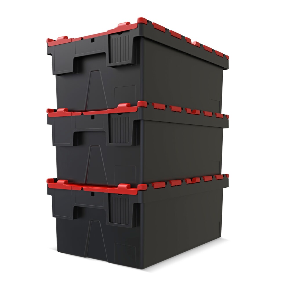 Alpha Eurobox en regranulés de PP avec couvercle basculant et rabattable, noir/rouge, 56 litres, haut. x larg. x prof. 310 x 600 x 400 mm N° de l'image du produit 7 : Alpha Eurobox en regranulés de PP avec couvercle basculant et rabattable, noir/rouge, 56 litres, haut. x larg. x prof. 310 x 600 x 400 mm