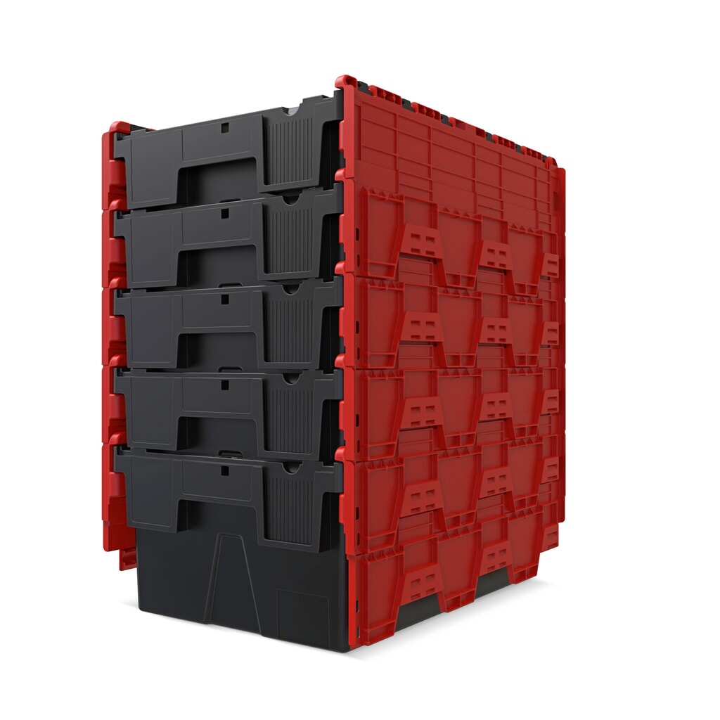 Alpha Eurobox en regranulés de PP avec couvercle basculant et rabattable, noir/rouge, 56 litres, haut. x larg. x prof. 310 x 600 x 400 mm N° de l'image du produit 8 : Alpha Eurobox en regranulés de PP avec couvercle basculant et rabattable, noir/rouge, 56 litres, haut. x larg. x prof. 310 x 600 x 400 mm