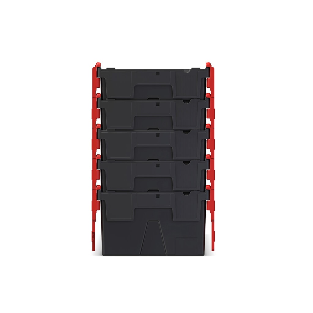 N° de l'image du produit 9 : Alpha Eurobox en regranulés de PP avec couvercle basculant et rabattable, noir/rouge, 56 litres, haut. x larg. x prof. 310 x 600 x 400 mm
