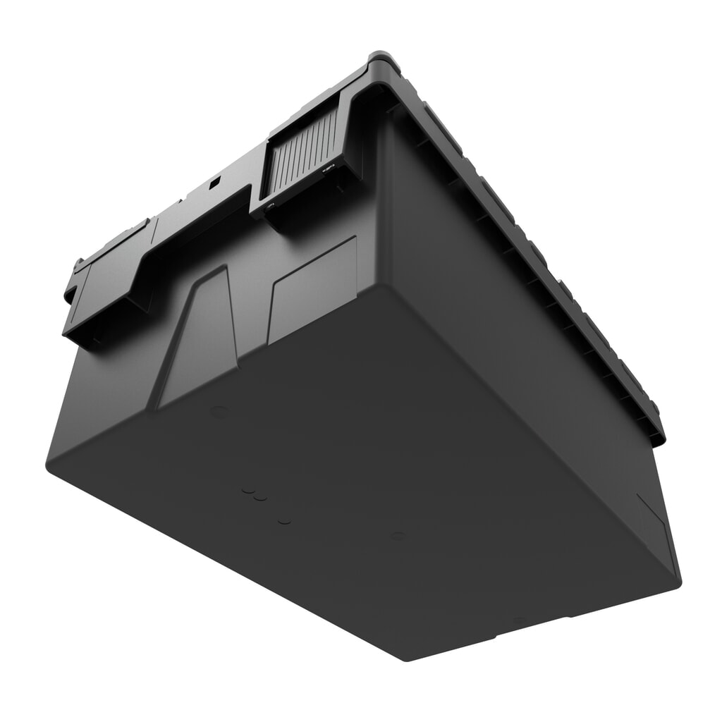 Alpha Eurobox en regranulés de PP avec couvercle basculant et rabattable, noir/rouge, 56 litres, haut. x larg. x prof. 310 x 600 x 400 mm N° de l'image du produit 4 : Alpha Eurobox en regranulés de PP avec couvercle basculant et rabattable, noir/rouge, 56 litres, haut. x larg. x prof. 310 x 600 x 400 mm