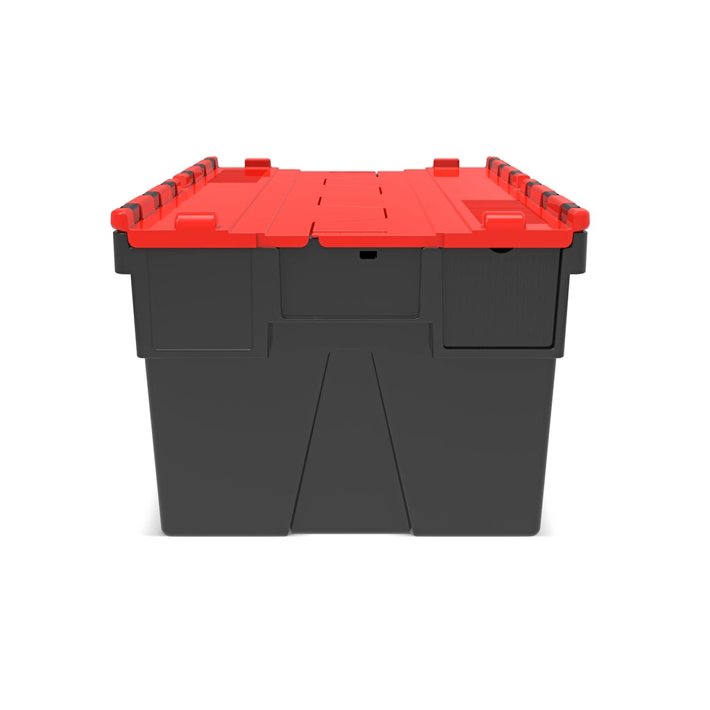 N° de l'image du produit 5 : Alpha Eurobox en regranulés de PP avec couvercle basculant et rabattable, noir/rouge, 56 litres, haut. x larg. x prof. 310 x 600 x 400 mm