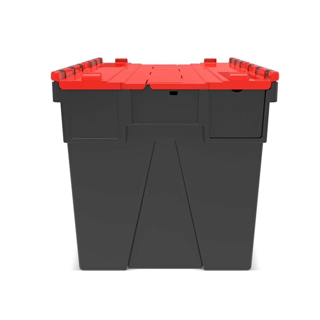 Alpha Eurobox en regranulés de PP avec couvercle basculant et rabattable, noir/rouge, 77 litres, haut. x larg. x prof. 400 x 600 x 400 mm N° de l'image du produit 5 : Alpha Eurobox en regranulés de PP avec couvercle basculant et rabattable, noir/rouge, 77 litres, haut. x larg. x prof. 400 x 600 x 400 mm