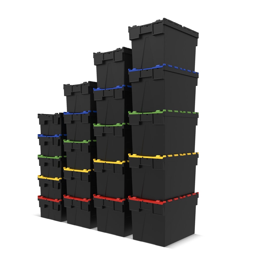 N° de l'image du produit 6 : Alpha Eurobox en regranulés de PP avec couvercle basculant et rabattable, noir/rouge, 56 litres, haut. x larg. x prof. 310 x 600 x 400 mm