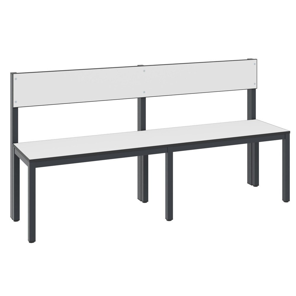 Numéro de l'image du produit 1: Banc pour vestiaire C+P Basic Plus, longueur 1 500 mm, utilisable d’un seul côté, avec dossier, gris-noir/blanc