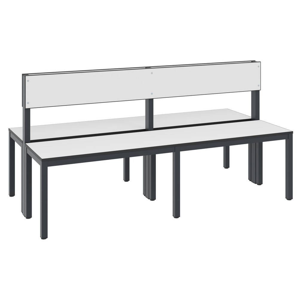 Numéro de l'image du produit 1: Banc pour vestiaire C+P Basic Plus, longueur 1 500 mm, utilisable des deux côtés, avec dossier, gris-noir/blanc