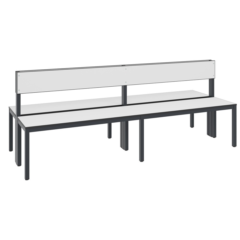 Numéro de l'image du produit 1: Banc pour vestiaire C+P Basic Plus, longueur 1 960 mm, utilisable des deux côtés, avec dossier, gris-noir/blanc