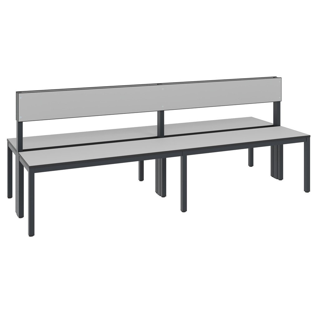Numéro de l'image du produit 1: Banc pour vestiaire C+P Basic Plus, longueur 1 960 mm, utilisable des deux côtés, avec dossier, gris-noir/gris-argent