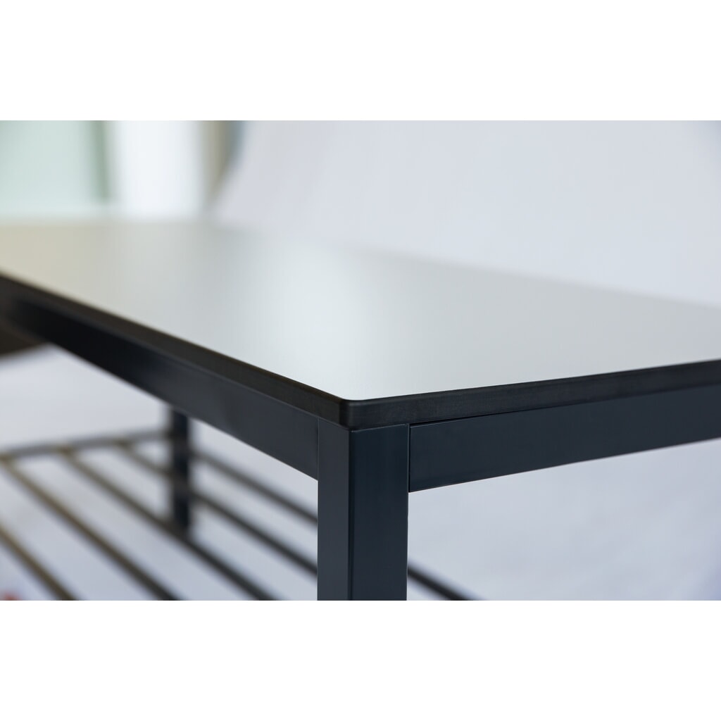 Banc pour vestiaire C+P Basic Plus, longueur 1 000 mm, utilisable d’un seul côté, avec dossier, 2x4 crochets doubles, gris-noir/blanc N° de l'image du produit 2 : Banc pour vestiaire C+P Basic Plus, longueur 1 000 mm, utilisable d’un seul côté, avec dossier, 2x4 crochets doubles, gris-noir/blanc
