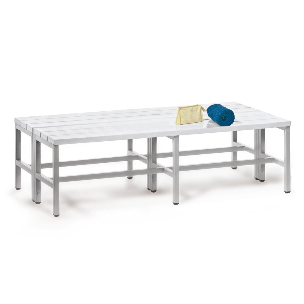 N° de l'image du produit 1 : Banc pour vestiaire PAVOY, bilatéral, longueur 1 500 mm, avec porte-chaussure, bleu gentiane