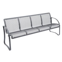 Numéro de l'image du produit 1: Banquette en treillis métallique Alfo, 4 sièges, avec dossier, gris terre d'ombre, gris silex