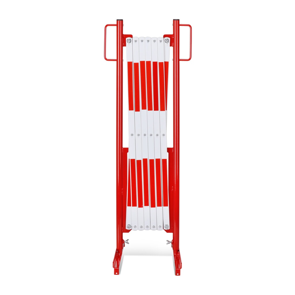 N° de l'image du produit 1 : Barrière extensible dancop, pied des deux côtés, largeur 3 600 mm, rouge/blanc