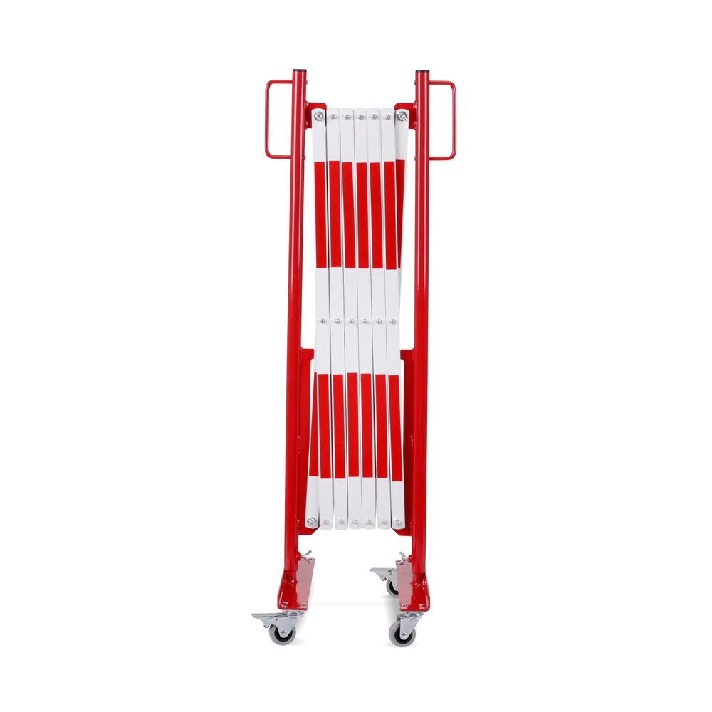 Numéro de l'image du produit 1: Barrière extensible dancop, roues des deux côtés, largeur 3 600 mm, rouge/blanc