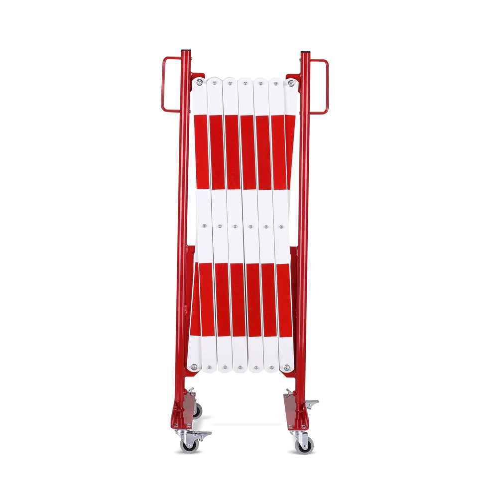 N° de l'image du produit 1 : Barrière extensible dancop, roues des deux côtés, largeur 4 000 mm, rouge/blanc