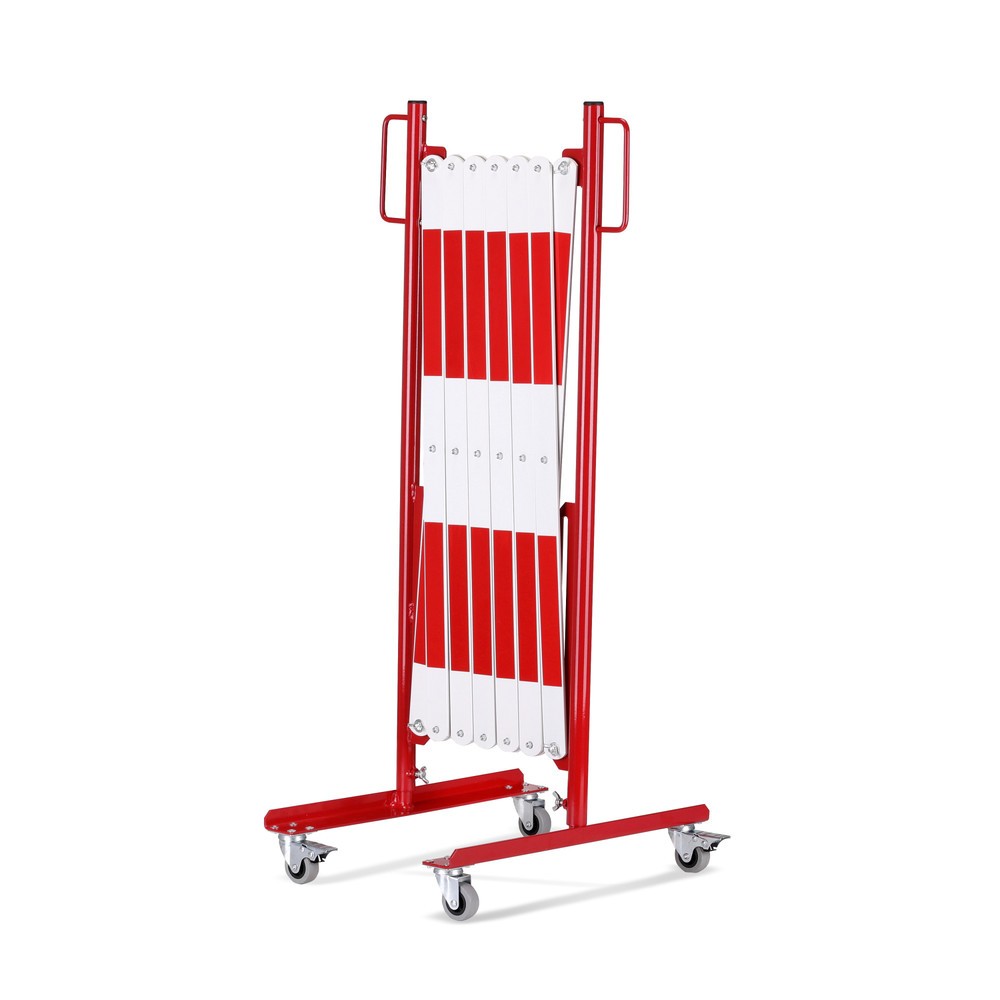 N° de l'image du produit 2 : Barrière extensible dancop, roues des deux côtés, largeur 4 000 mm, rouge/blanc