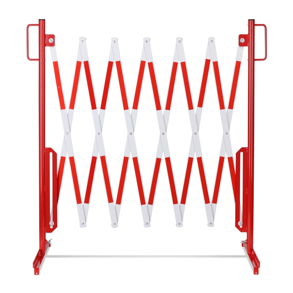 Barrière extensible dancop, pied des deux côtés, largeur 3 600 mm, rouge/blanc N° de l'image du produit 5 : Barrière extensible dancop, pied des deux côtés, largeur 3 600 mm, rouge/blanc