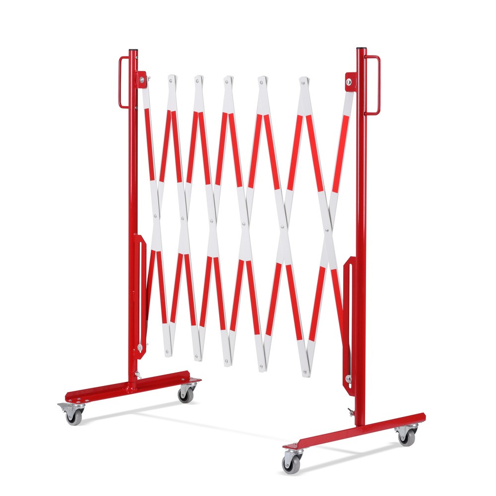 Numéro de l'image du produit 6: Barrière extensible dancop, roues des deux côtés, largeur 3 600 mm, rouge/blanc