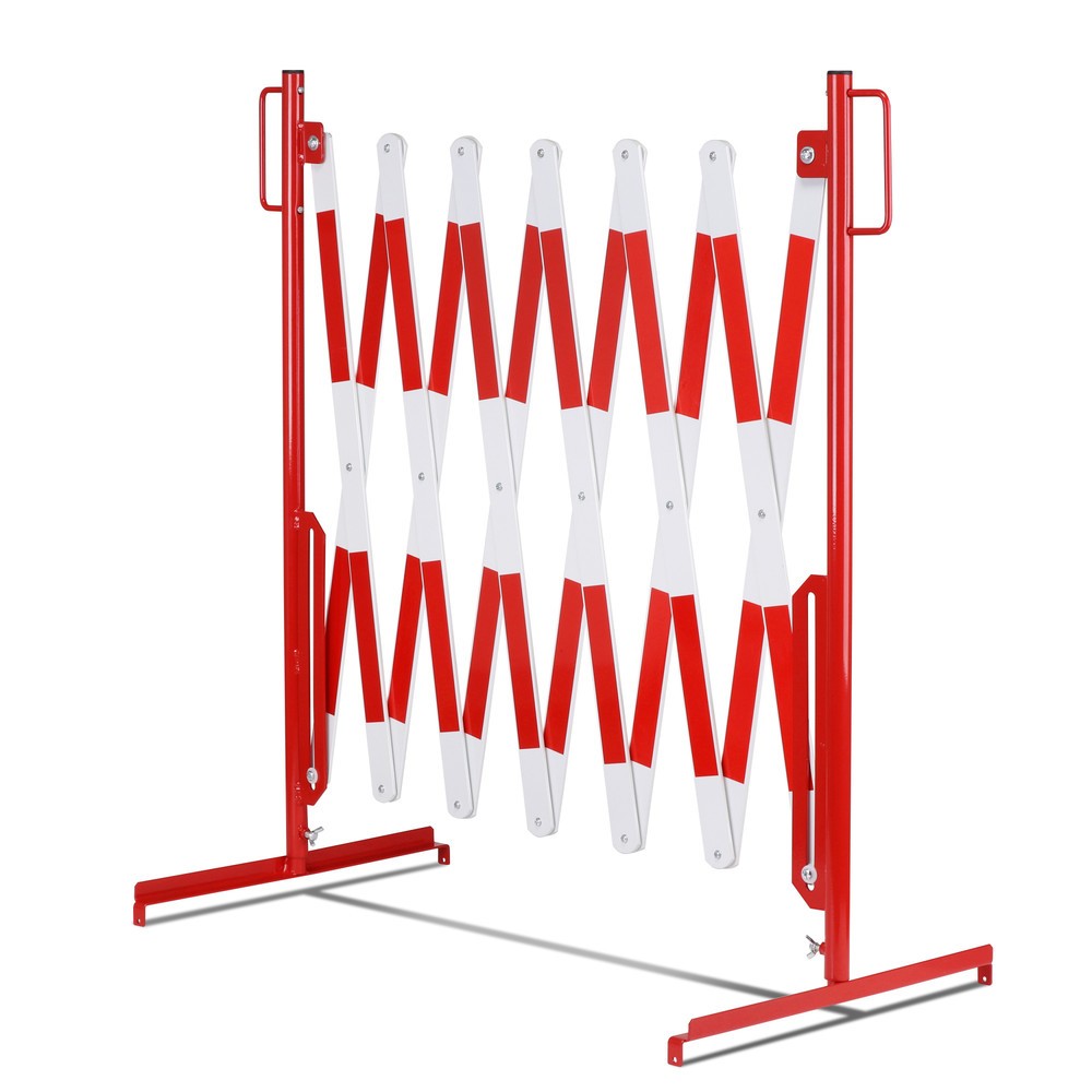 N° de l'image du produit 6 : Barrière extensible dancop, pied des deux côtés, largeur 4 000 mm, rouge/blanc