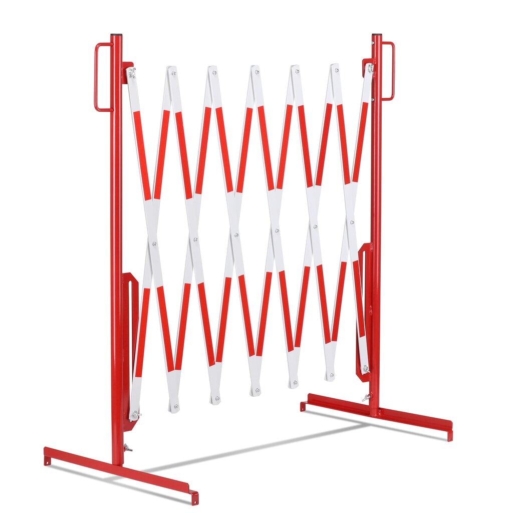 N° de l'image du produit 8 : Barrière extensible dancop, pied des deux côtés, largeur 3 600 mm, rouge/blanc