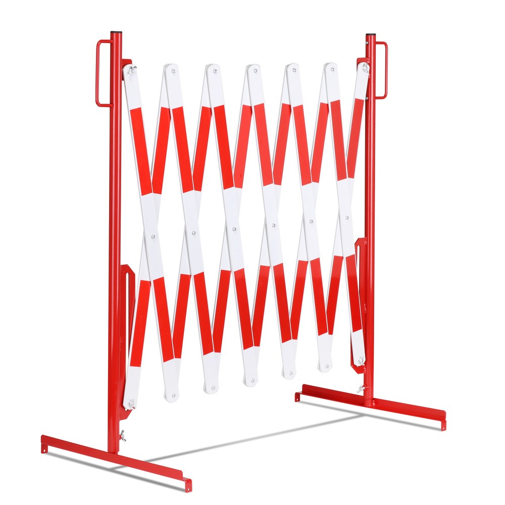 N° de l'image du produit 8 : Barrière extensible dancop, pied des deux côtés, largeur 4 000 mm, rouge/blanc