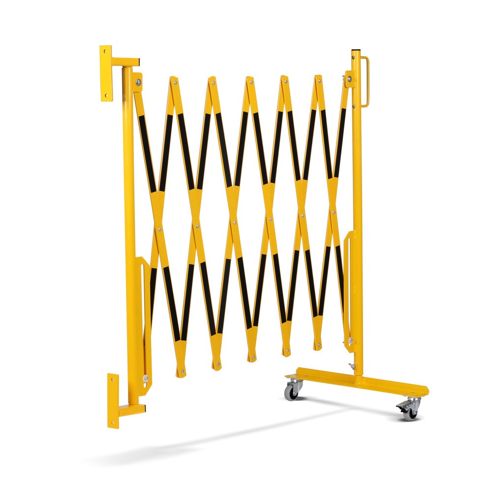 Numéro de l'image du produit 8: Barrière extensible dancop, roues d'un côté, montage mural, largeur 3 600 mm, noir/jaune