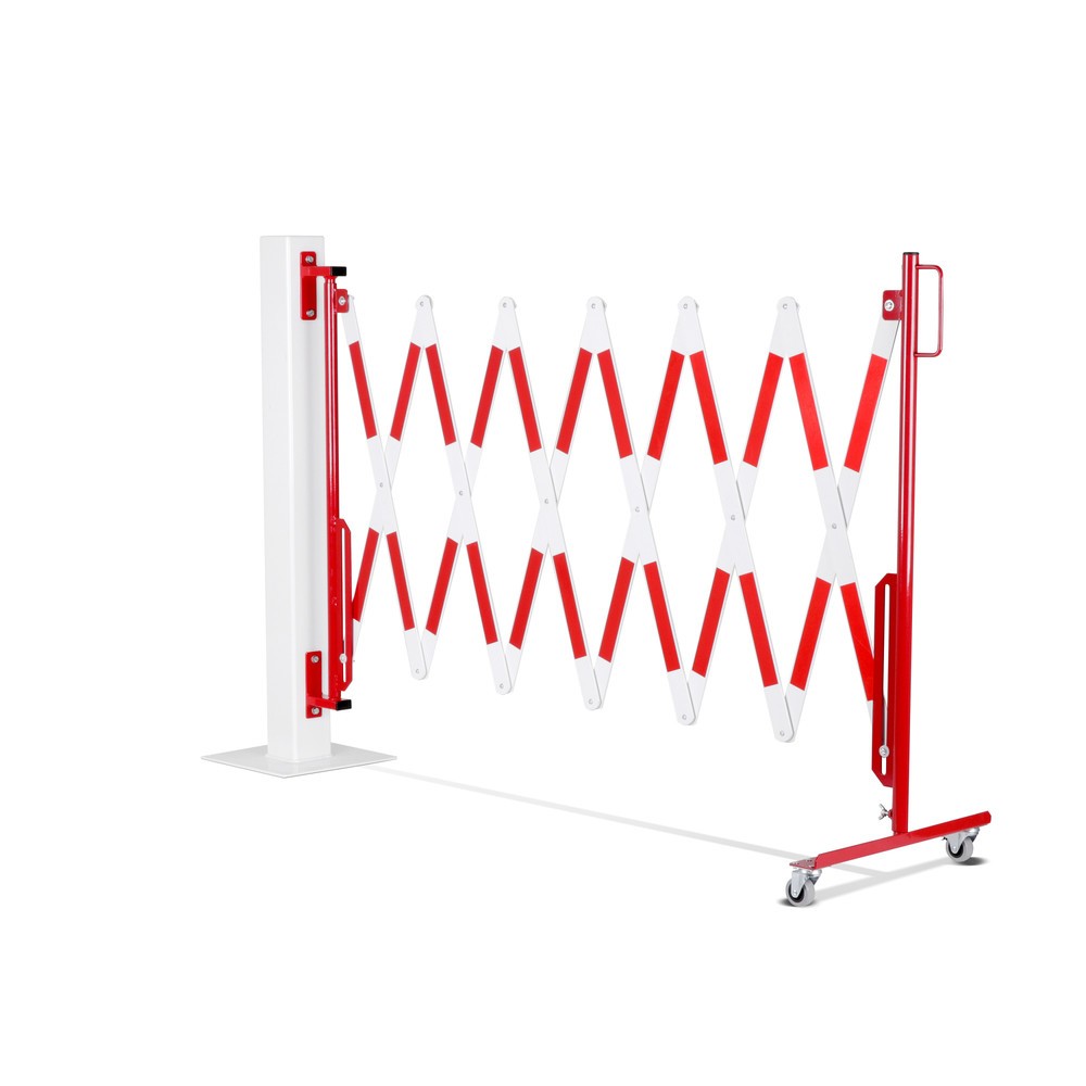 Numéro de l'image du produit 10: Barrière extensible dancop, roues d'un côté, montage mural, largeur 4 000 mm, rouge/blanc