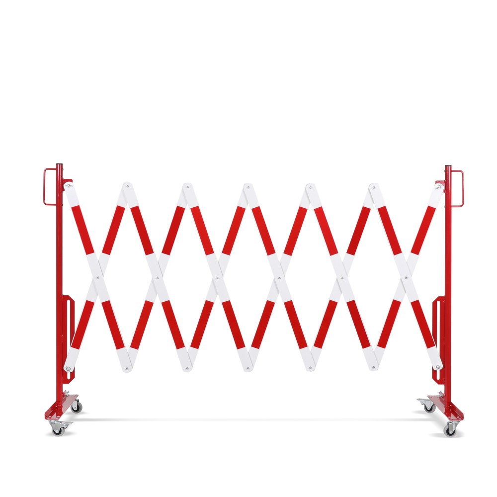 N° de l'image du produit 11 : Barrière extensible dancop, roues des deux côtés, largeur 4 000 mm, rouge/blanc