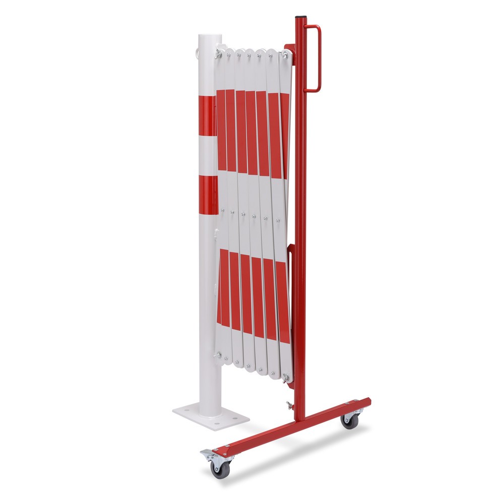Numéro de l'image du produit 2: Barrière extensible dancop avec potelets, Ø 60 mm, largeur 4 000 mm, rouge/blanc