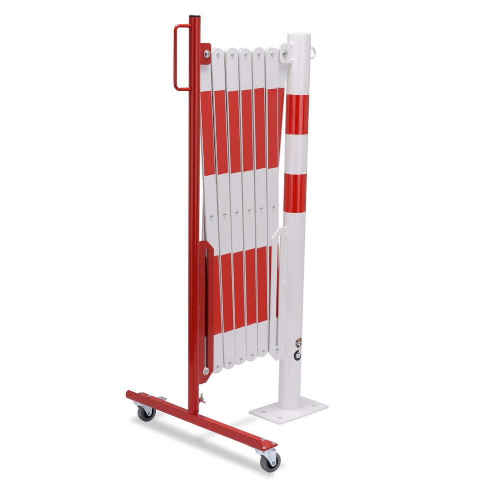 Numéro de l'image du produit 4: Barrière extensible dancop avec potelets, Ø 60 mm, largeur 4 000 mm, rouge/blanc