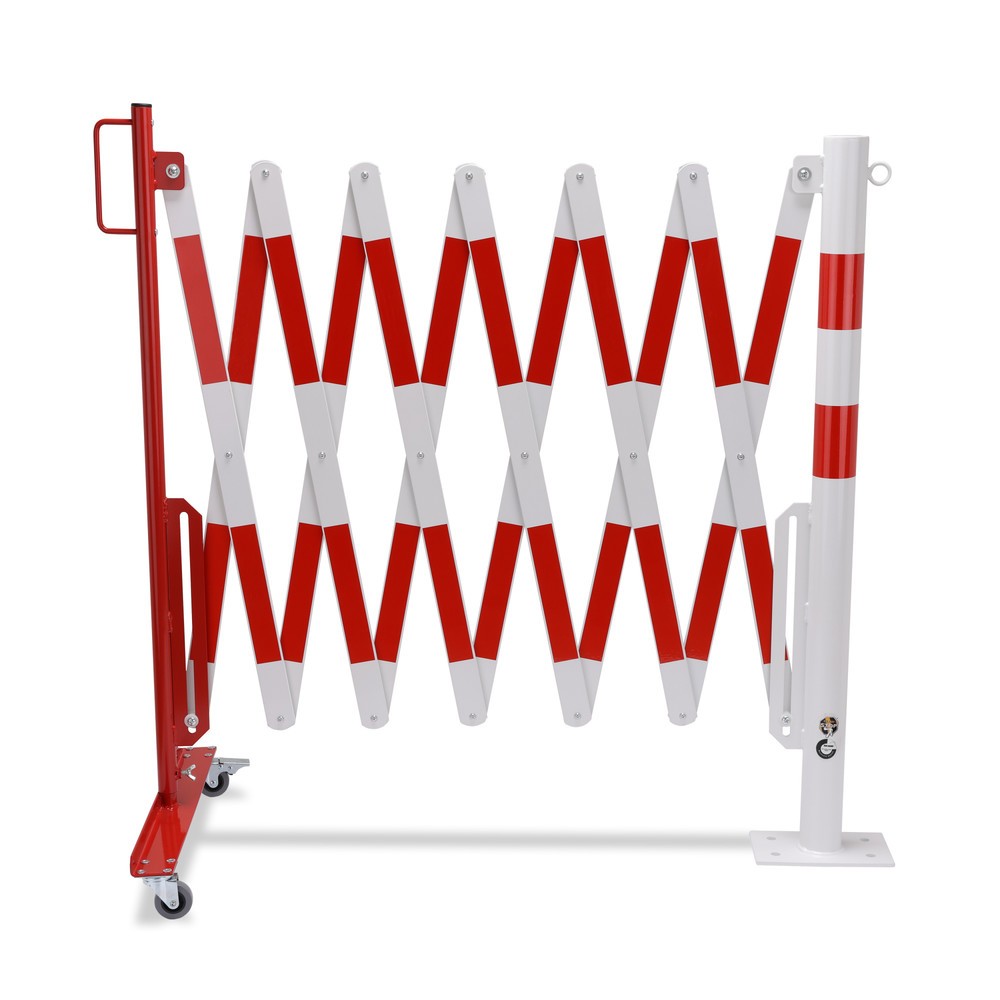Numéro de l'image du produit 5: Barrière extensible dancop avec potelets, Ø 60 mm, largeur 4 000 mm, rouge/blanc