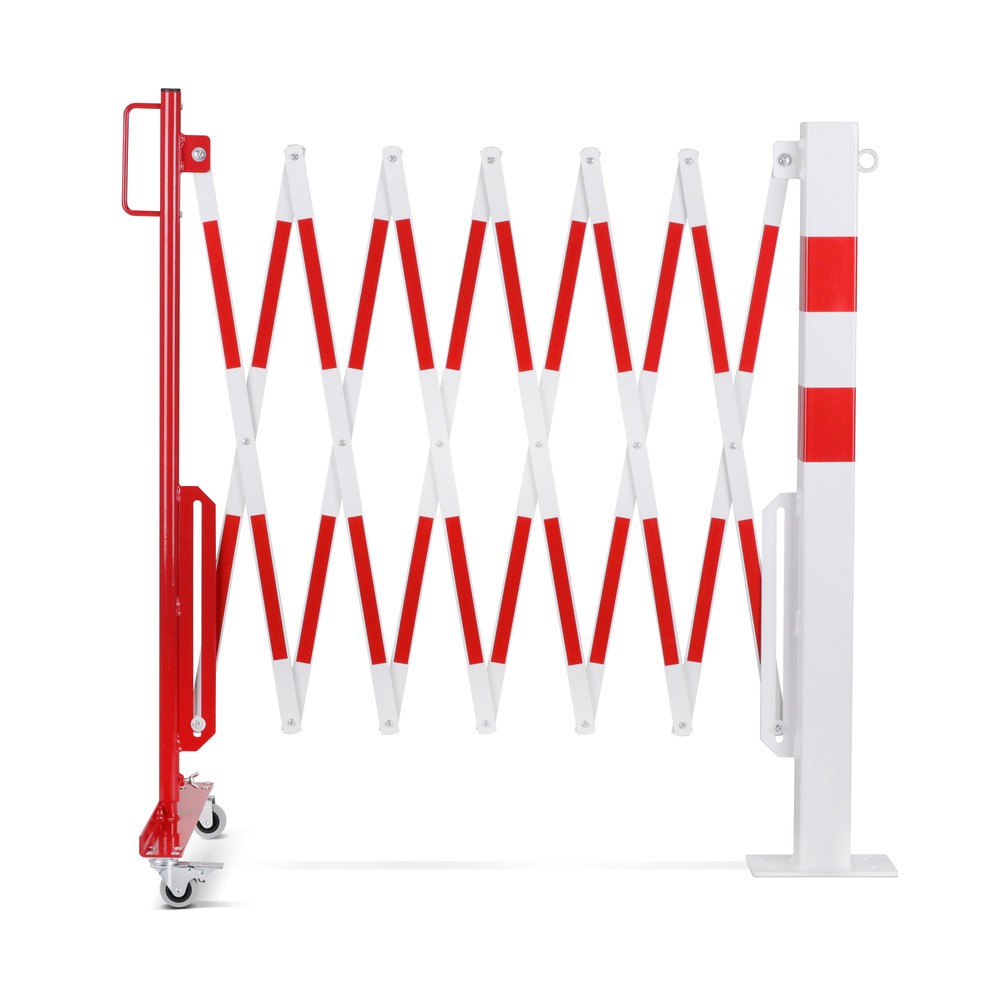 Numéro de l'image du produit 5: Barrière extensible dancop avec potelets, 70 x 70 mm, largeur 3 600, rouge/blanc