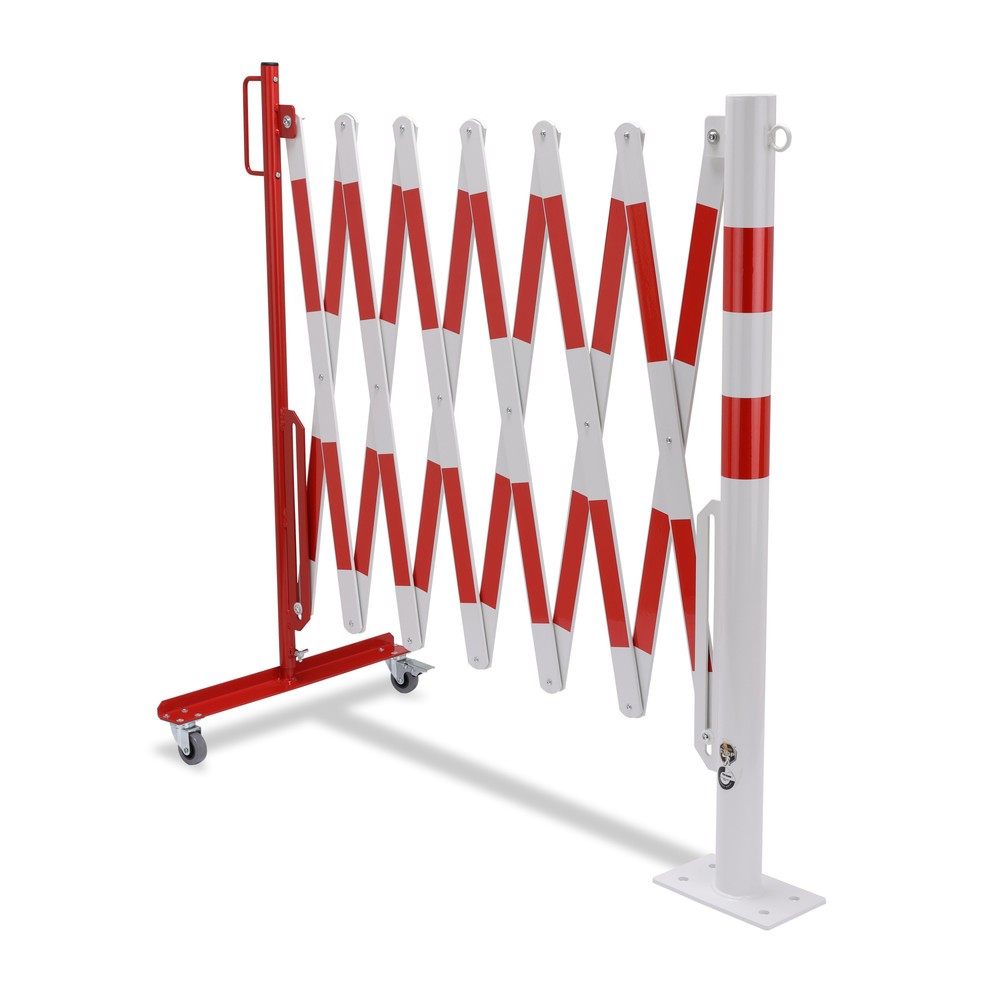Numéro de l'image du produit 6: Barrière extensible dancop avec potelets, Ø 60 mm, largeur 4 000 mm, rouge/blanc
