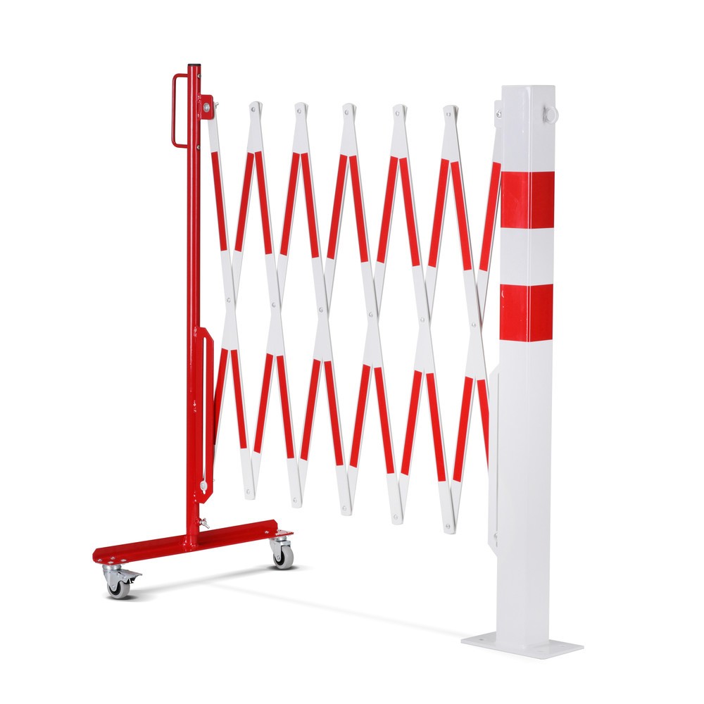 Numéro de l'image du produit 6: Barrière extensible dancop avec potelets, 70 x 70 mm, largeur 3 600, rouge/blanc